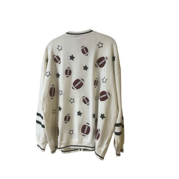 QUEEN OF SPARKLES Football Star Cardigan - Cream and Brown - Picture 2 of 5